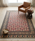 Hand-Knotted Peach & Sapphire Medallion Rug